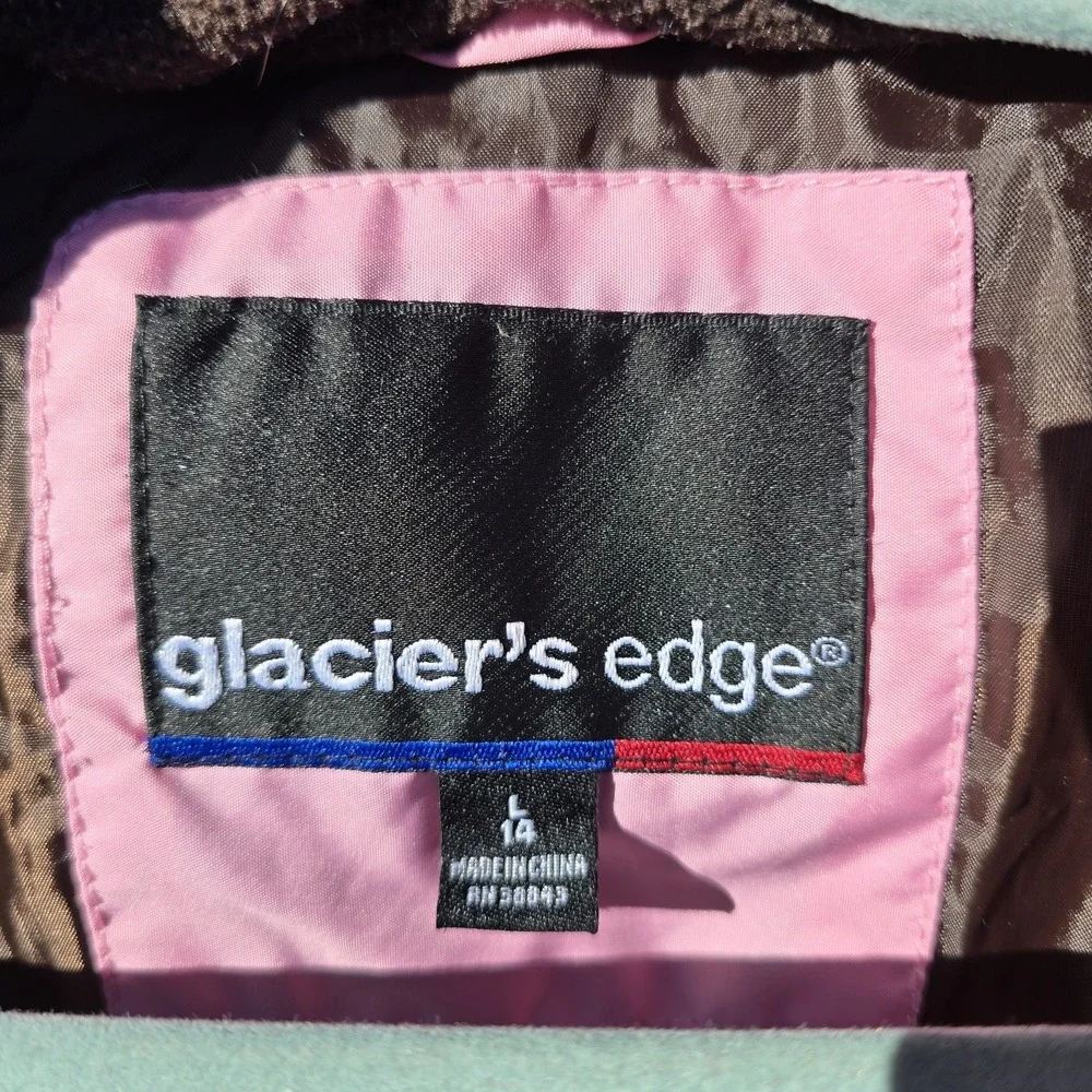 Glacier's Edge Girls Size 14 Pink Brown Hooded Insulated Winter Ski Jacket